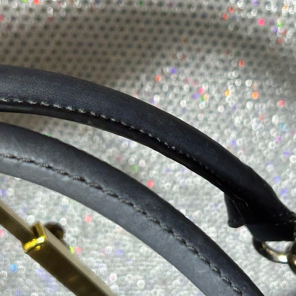 Coach Black Jacquard Tote Bag w/Silver-tone Cherry Bag Charm 14” x 12” x 3.5” - Picture 6 of 16